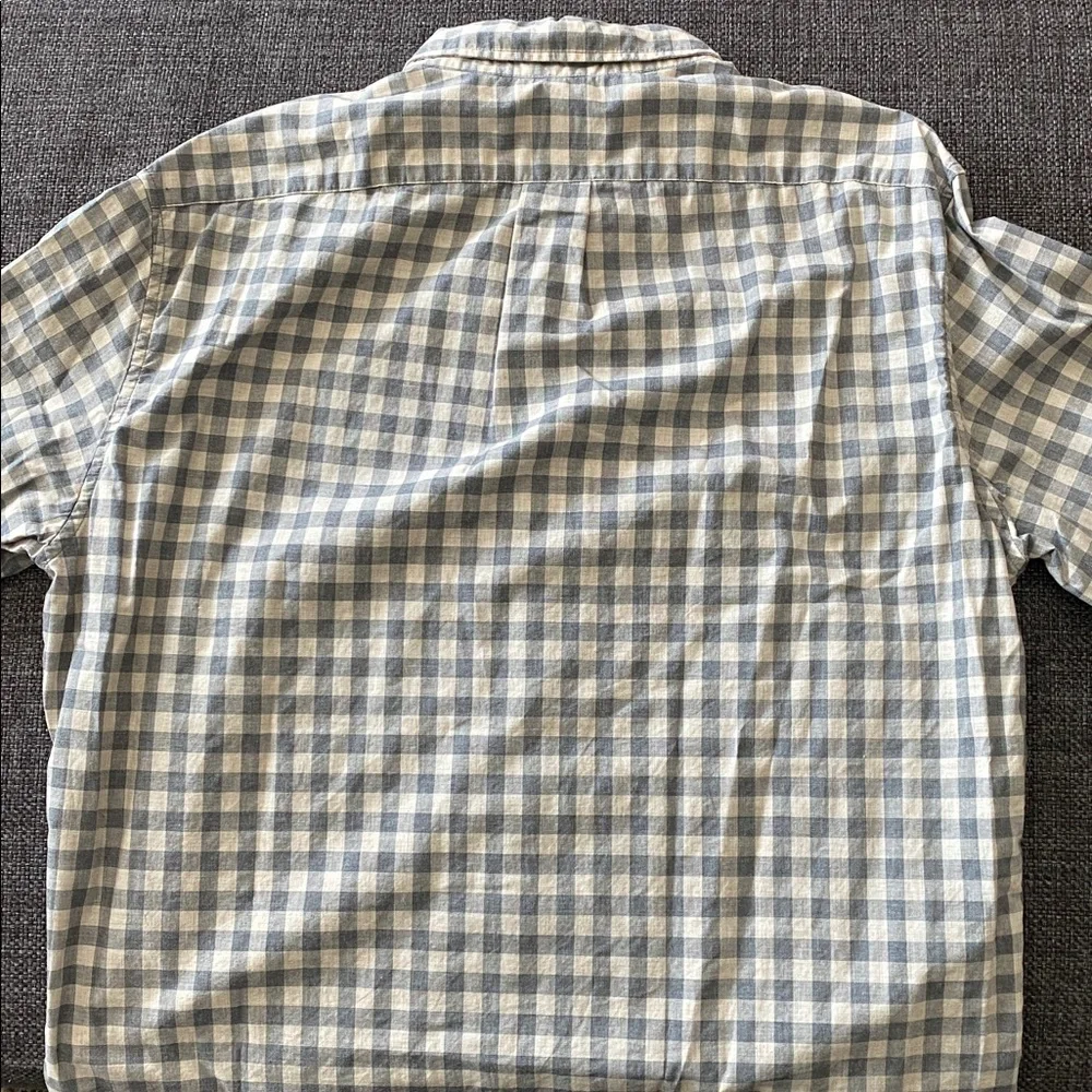 EUC Mens J. Crew Slim Plaid Button Down Sleeve Shirt, Cream & Gray Gingham, L